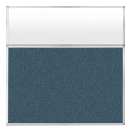 Versare Hush Panel Configurable Cubicle Partition 6' x 6' W/ Window Caribbean Fabric Frosted Window 1812509-3